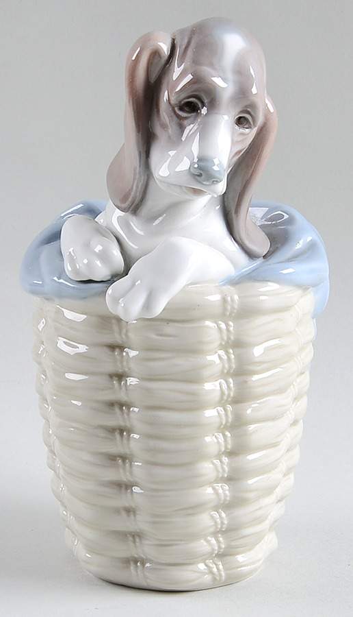 Animals-Domestic Dog In The Basket - Boxed by Lladro-1