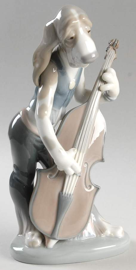 Animals-Domestic Dog Playing Bass Fiddle - Boxed by Lladro-1