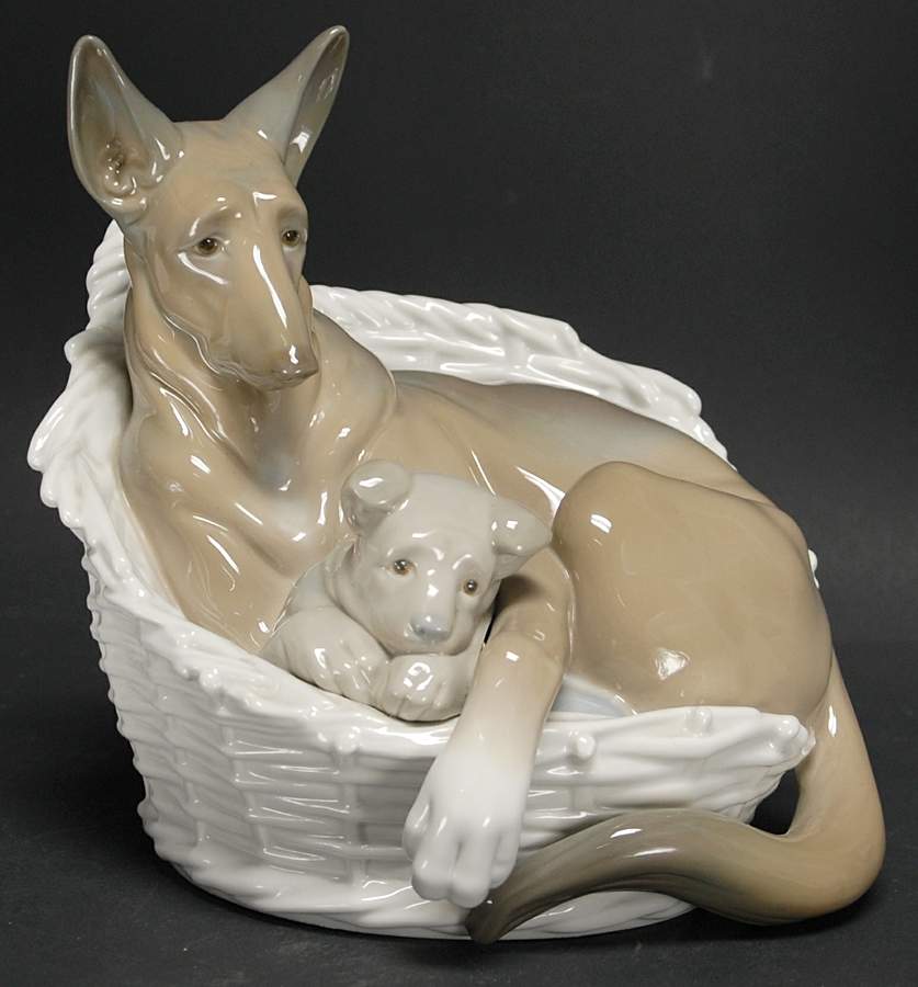 Animals-Domestic German Shepherd With Pup - Boxed by Lladro-1