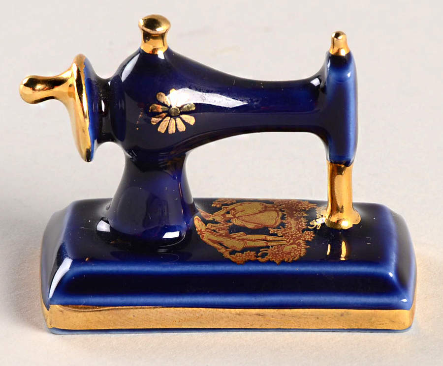 Limoges Castel Figurines Sewing Machine-Victorian Couple - No Box by Limoges Castel-1
