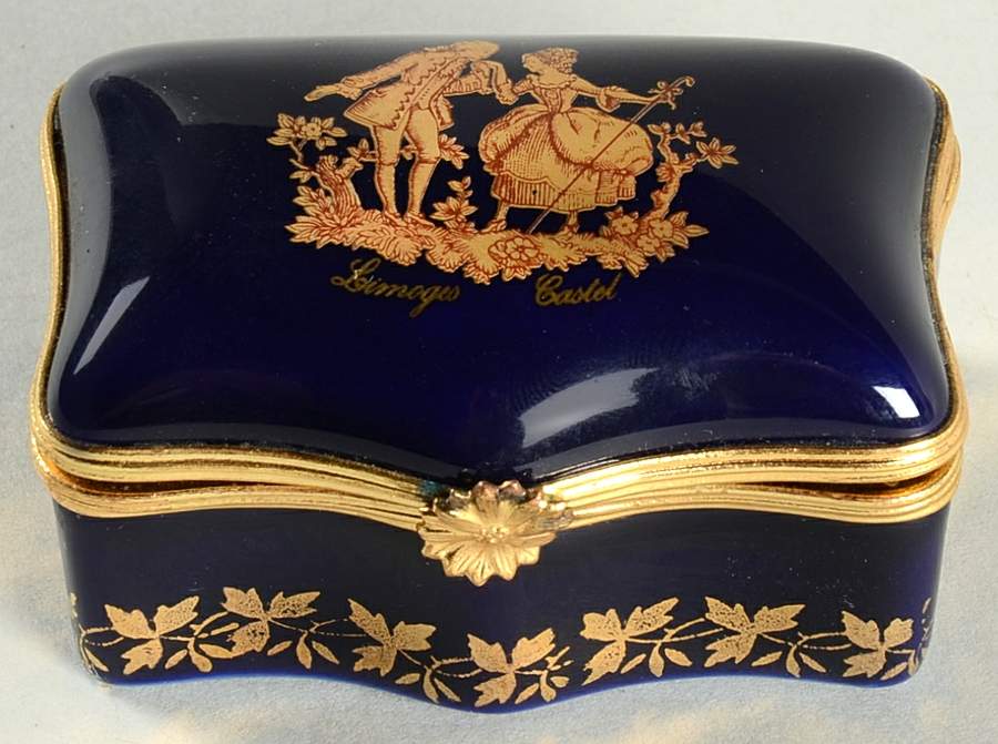 Limoges Castel Figurines Hinged Box - Courting Scene - No Box by Limoges Castel-1