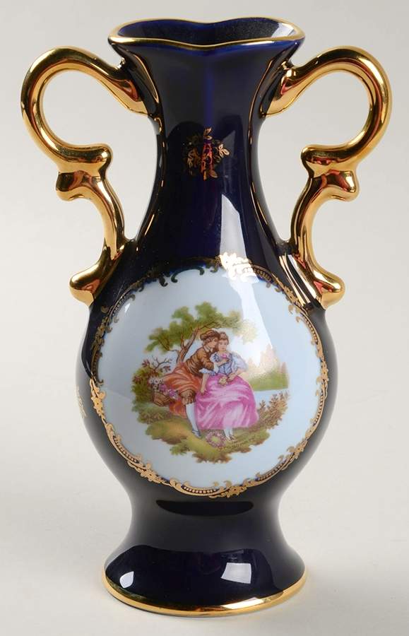 Limoges Castel Figurines Vase-Victorian Couple - No Box by Limoges Castel-1