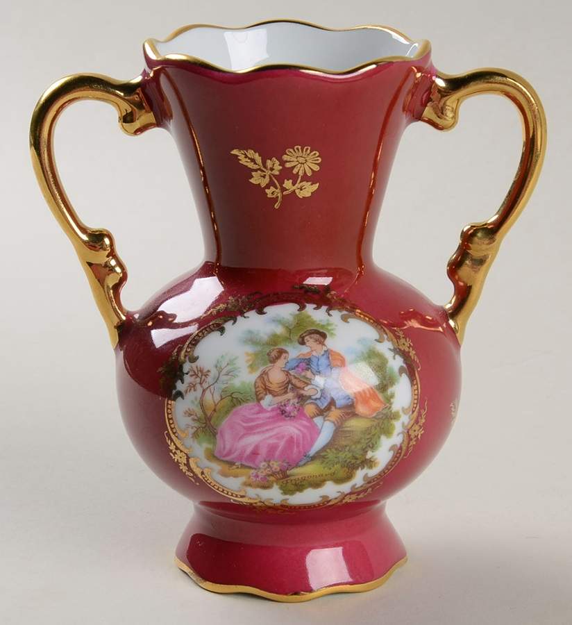 Limoges Castel Figurines Vase-Victorian Couple - No Box by Limoges Castel-1
