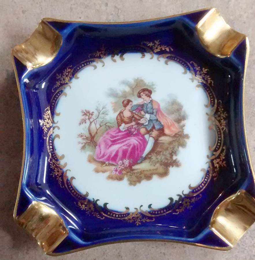 Limoges Castel Figurines Ashtray-Victorian Couple - No Box by Limoges Castel-1