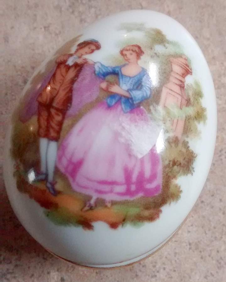 Limoges Castel Figurines Egg Box-Victorian Couple - No Box by Limoges Castel-1