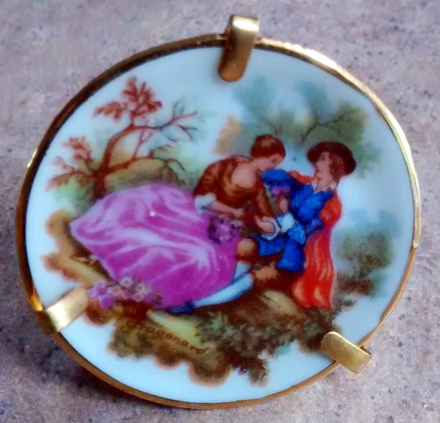 Limoges Castel Figurines Plate-Victorian Couple - No Box by Limoges Castel-1