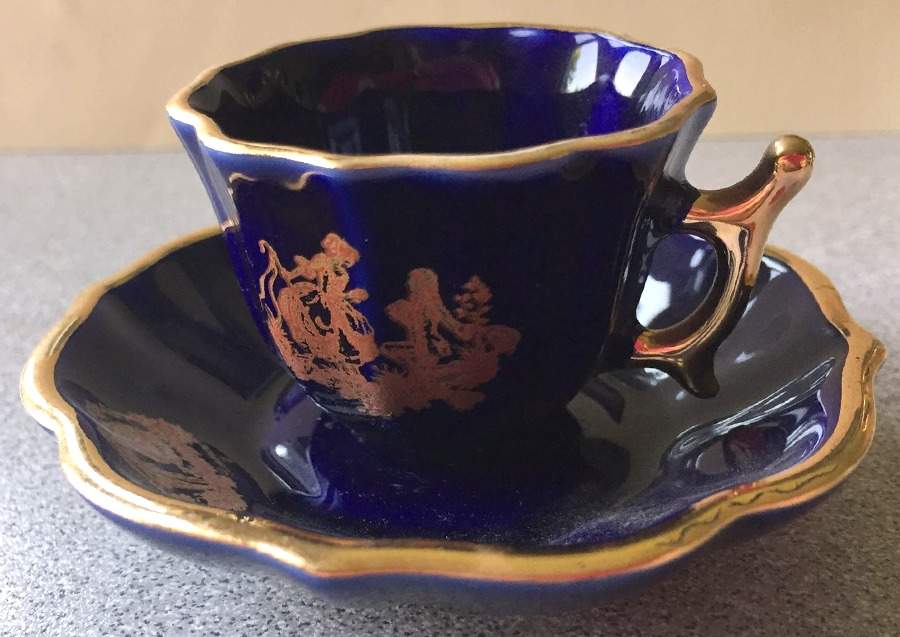 Limoges Castel Figurines Cup & Saucer - No Box by Limoges Castel-1