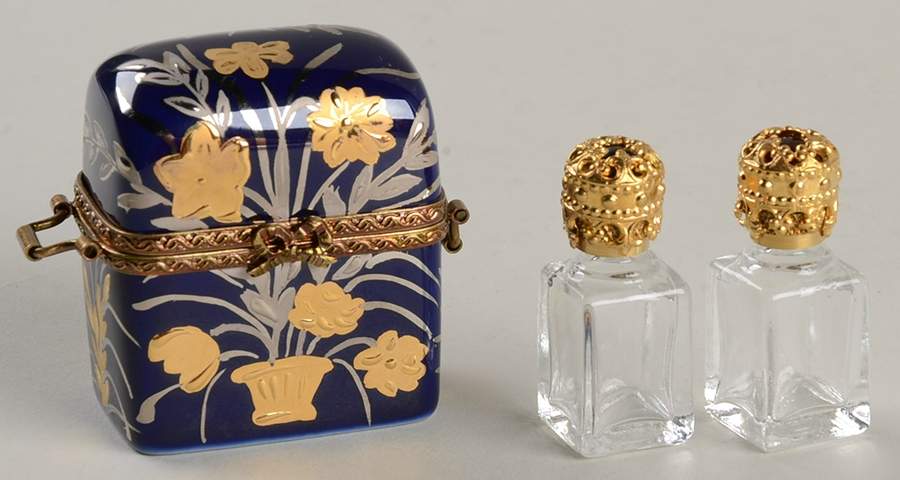 Limoges Boxes Bleu-De-Four Trunk W/ Flacons - Boxed by Limoges Imports-1