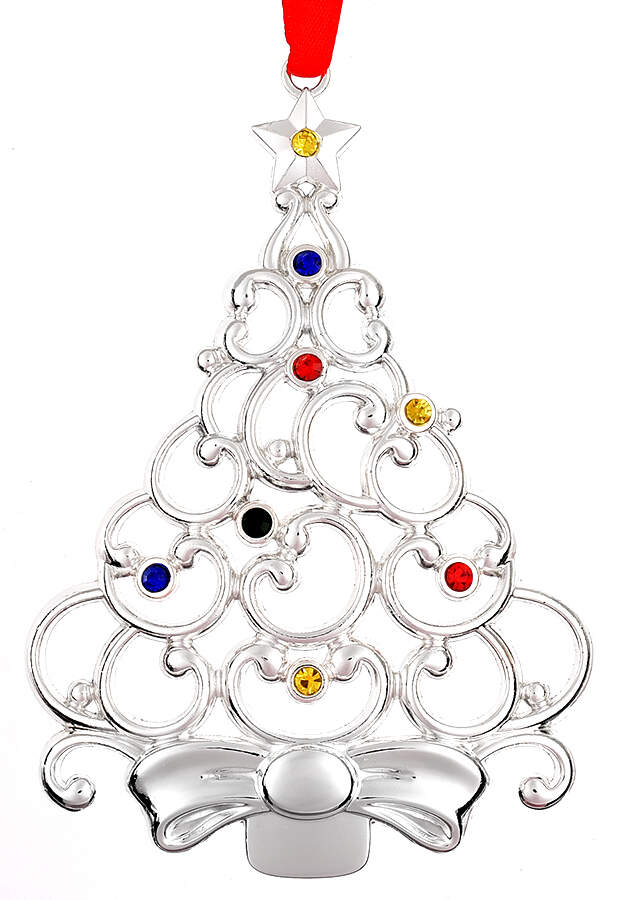Sparkle and Scroll Multi-Crystal Christmas Tree--Multi-Colored Crystals - Boxed by Lenox-1