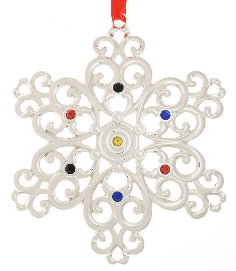 Sparkle and Scroll Multi-Crystal Snowflake - Multicolor - Boxed by Lenox-1