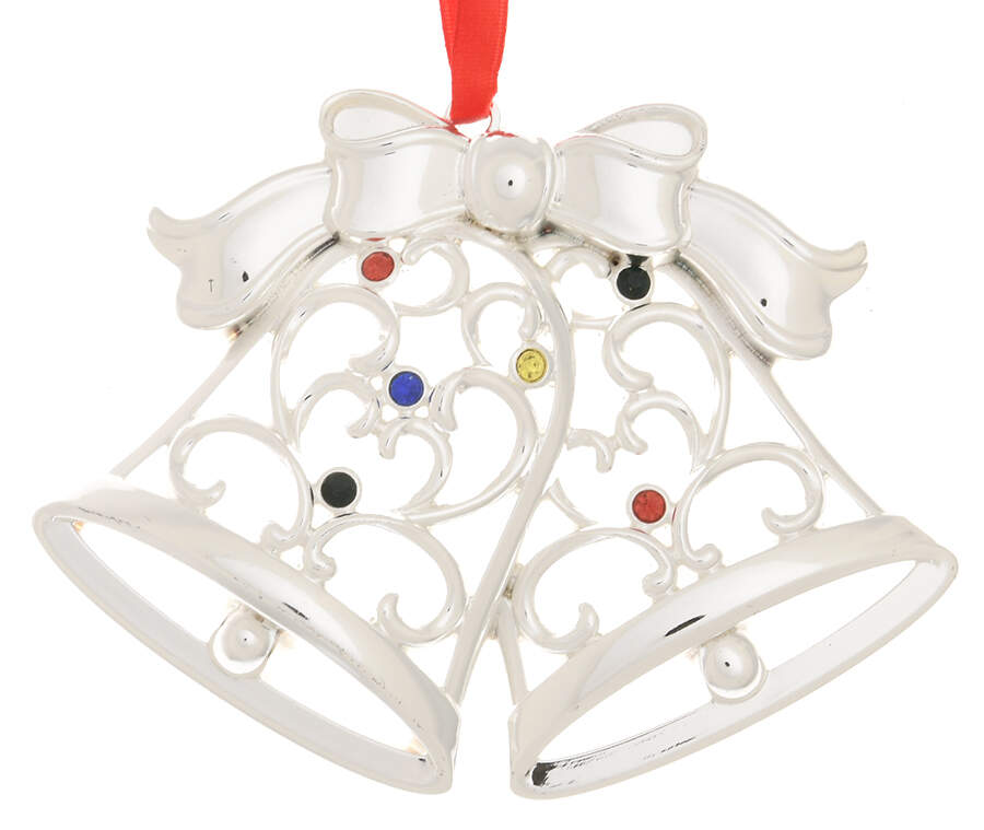 Sparkle and Scroll Multi-Crystal Bells With Bow - Multicolor - Boxed by Lenox-1