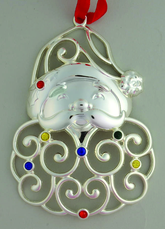 Sparkle and Scroll Multi-Crystal Santa Head-Multi-Colored Crystals - No Box by Lenox-1