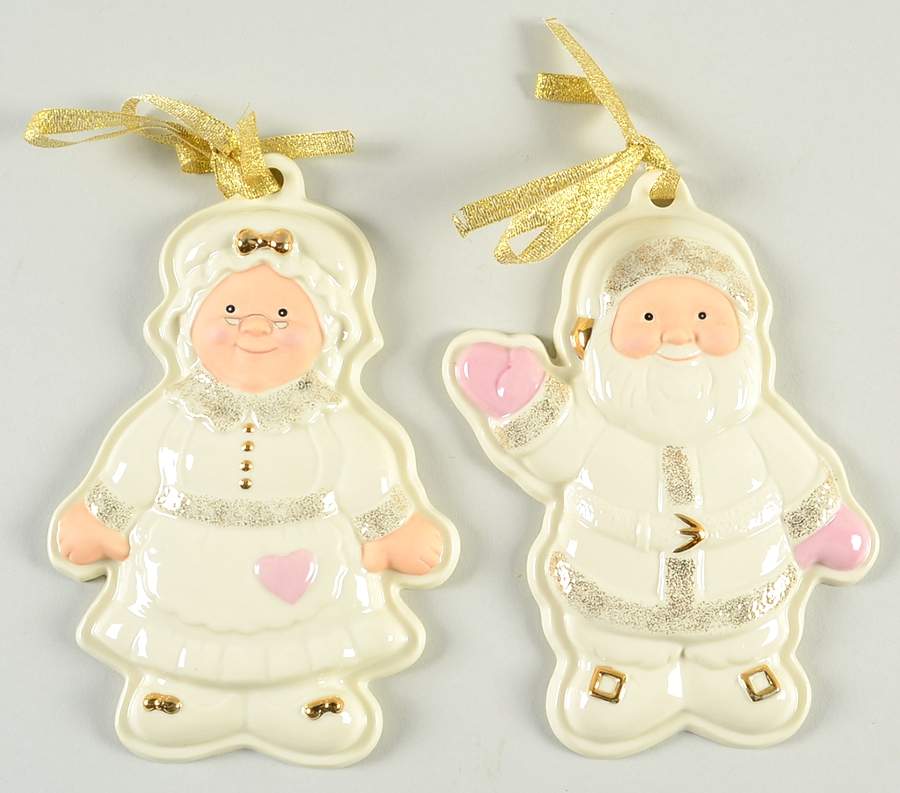 Cookie Molds Ornament Mr & Mrs Claus-Ivory (Set Of 2) - Boxed by Lenox-1