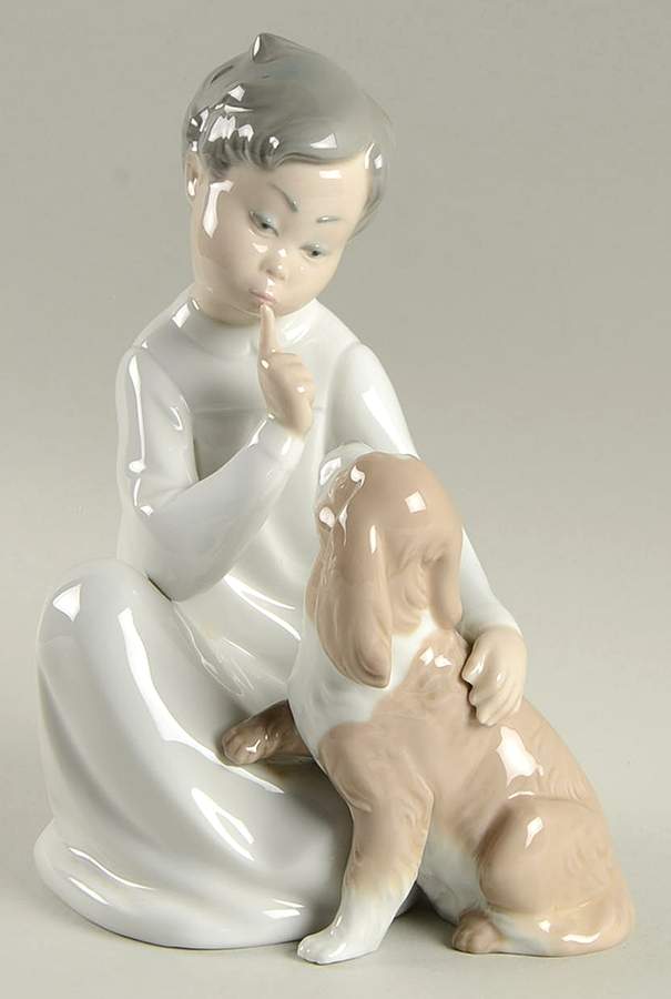Children in Nightshirts Boy With Dog - No Box by Lladro-1