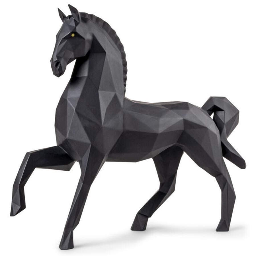 Origami Collection Horse - Black - Boxed by Lladro-1