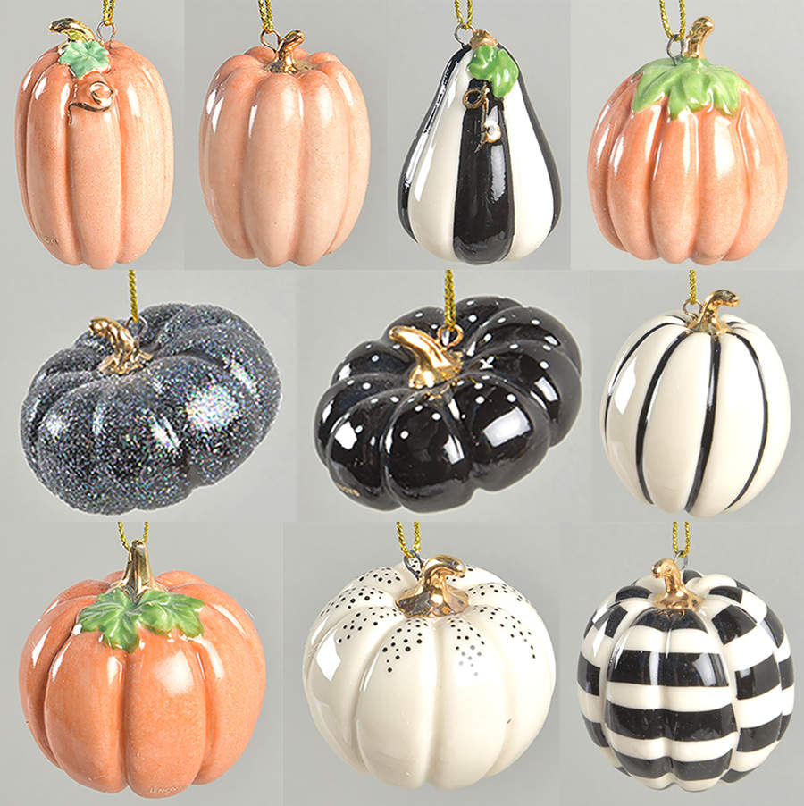 Mini Pumpkin Ornament Tree 10 Pc Mini Pumpkin Ornaments - With Box by Lenox-1