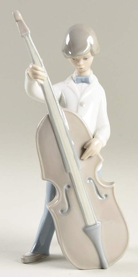 Musical Children Boy With Double Bass - Boxed by Lladro-1