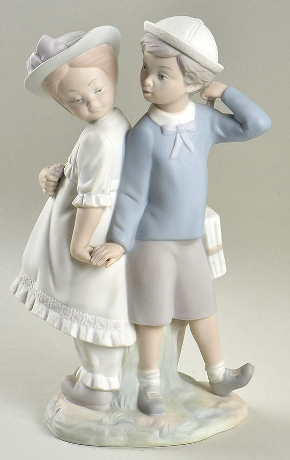 Romance (Couples) Puppy Love-Boy And Girl Back To Back - No Box by Lladro-1