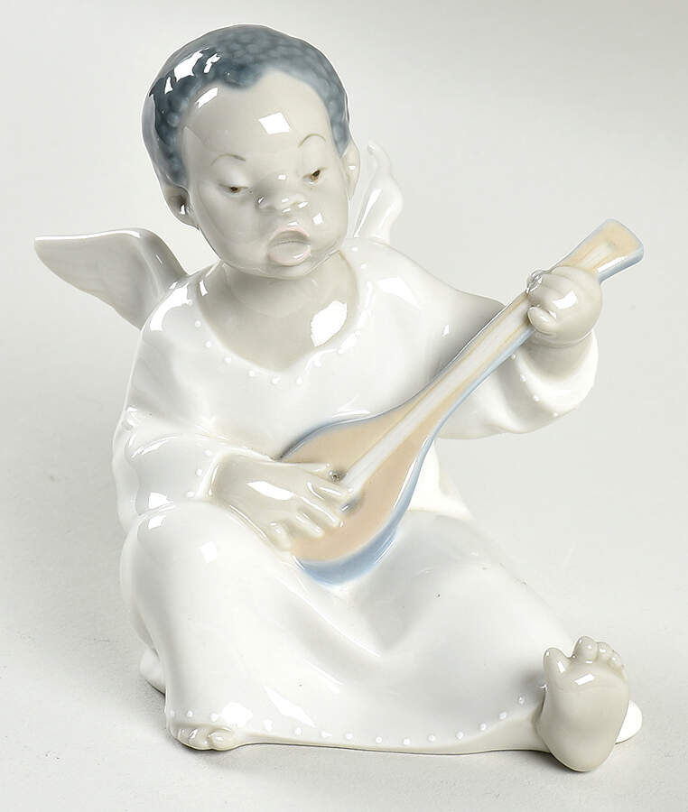 Little Angels in White Angel With Mandolin-Dots - Boxed by Lladro-1