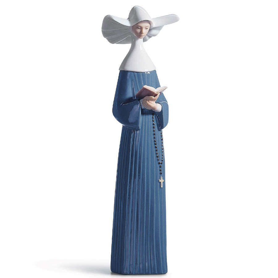 Nuns Prayerful Moment - Blue - No Box by Lladro-1