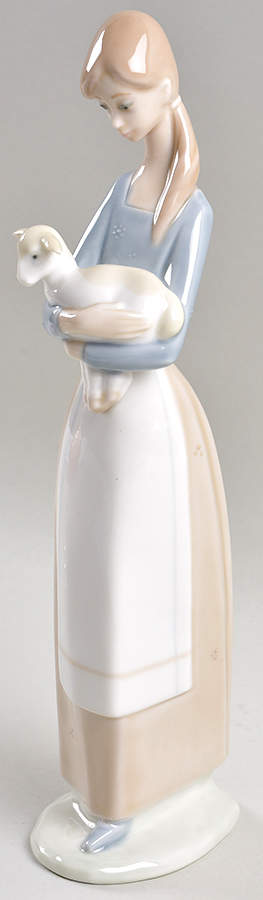 Children with Animals Girl With Lamb-Dots On Dress - Boxed by Lladro-1