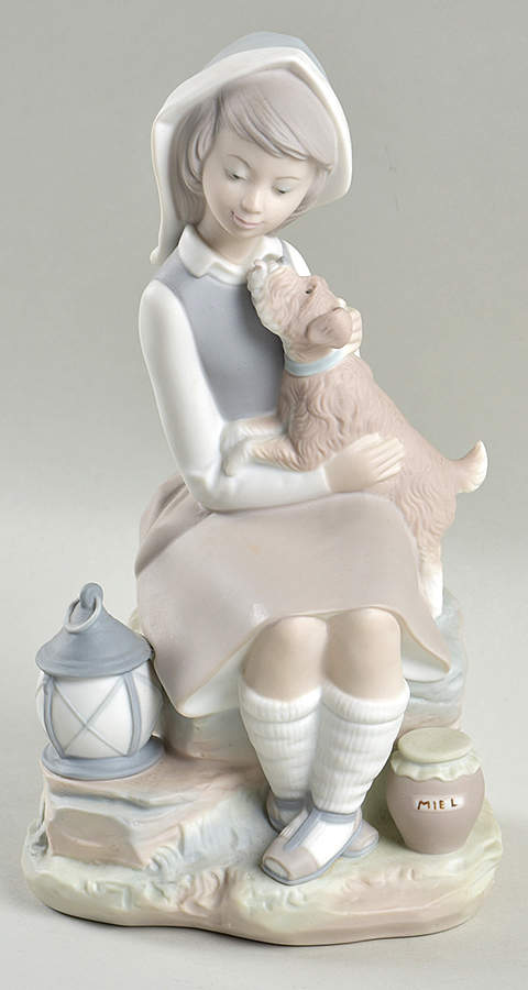 Children with Animals Girl With Lantern And Dog - No Box by Lladro-1