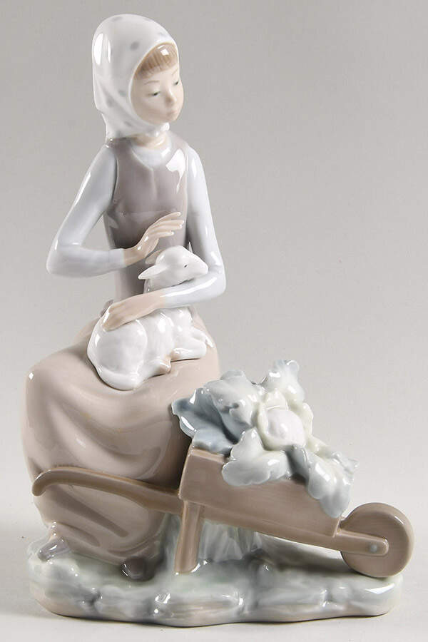 Children with Animals Girl With Wheelbarrow - No Box by Lladro-1