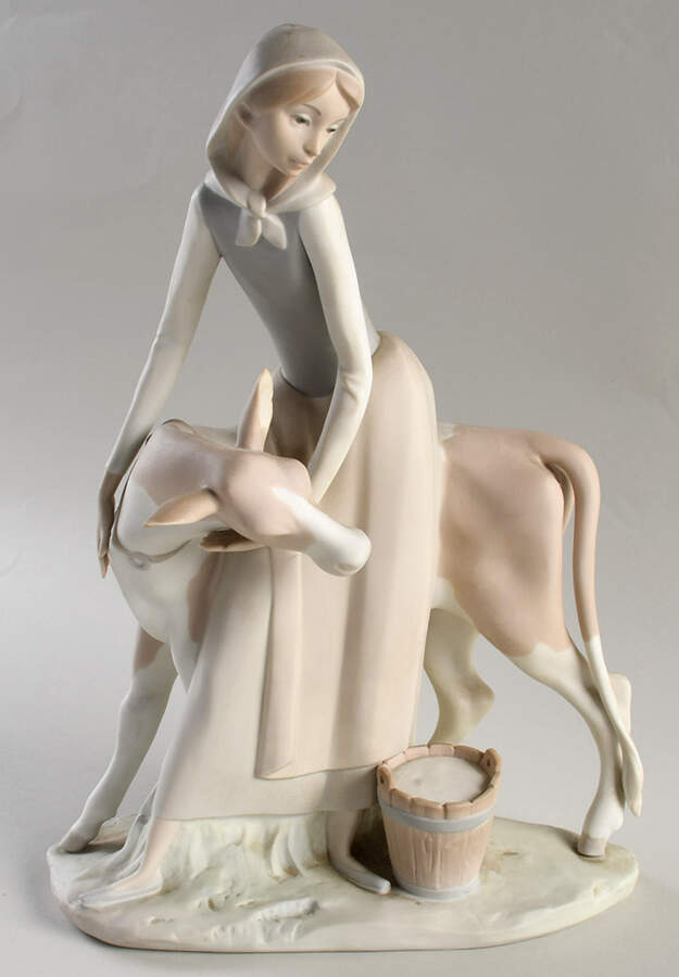 Children with Animals Girl With Calf - No Box by Lladro-1