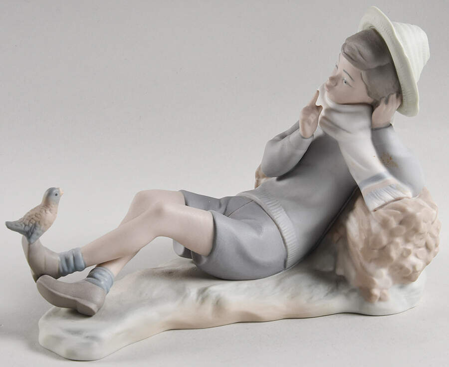Shepherd and Shepherdess Shepherd With Bird - Boxed by Lladro-1