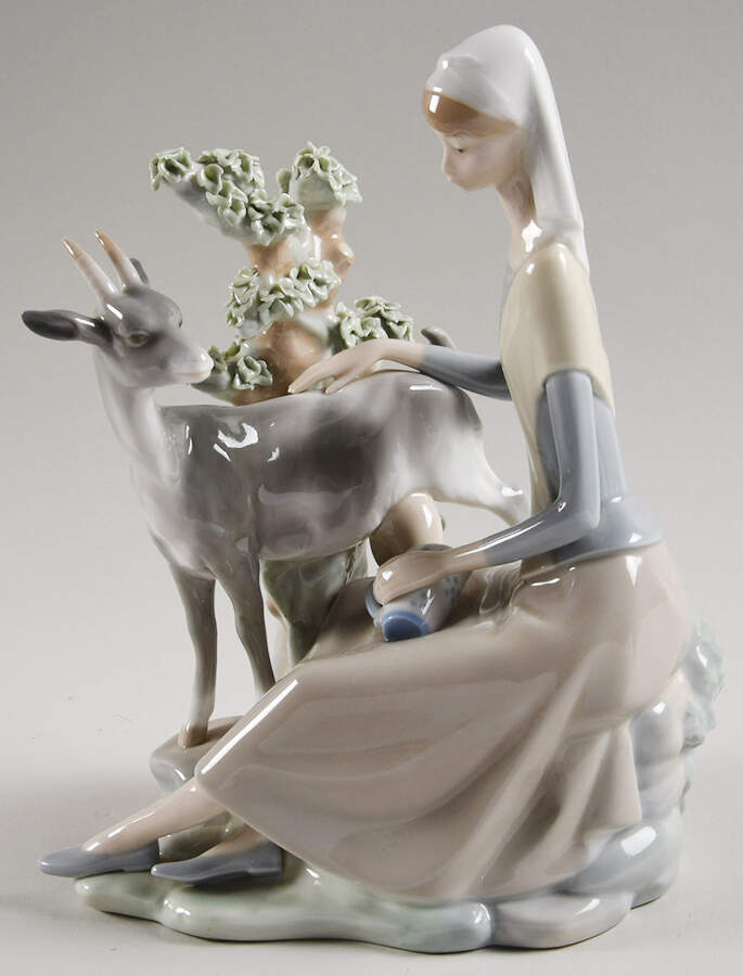 Shepherd and Shepherdess Girl With Goat - Boxed by Lladro-1