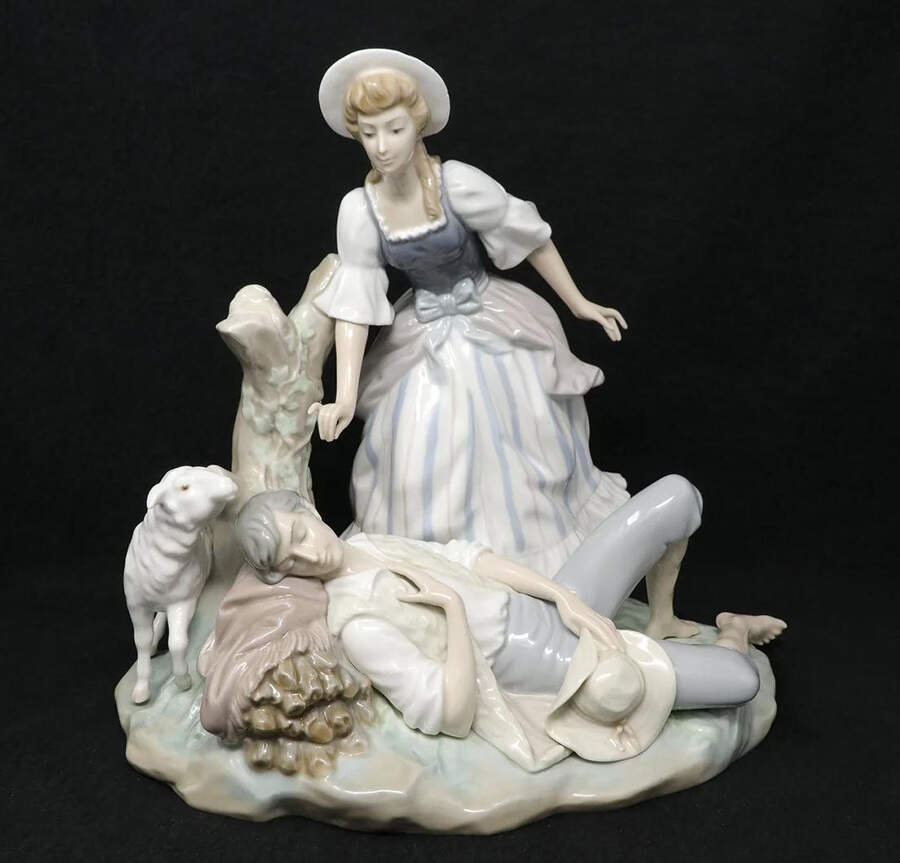 Shepherd and Shepherdess Rest In Country - Boxed by Lladro-1