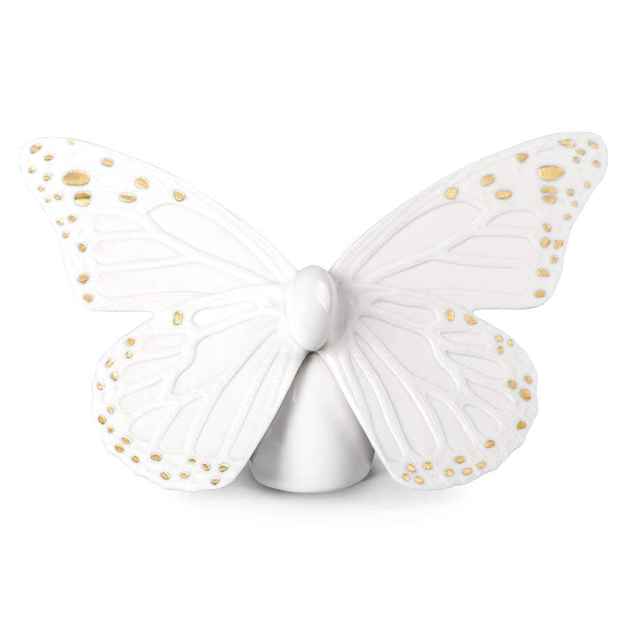 Butterflies Butterfly (White-Gold) - No Box by Lladro-1