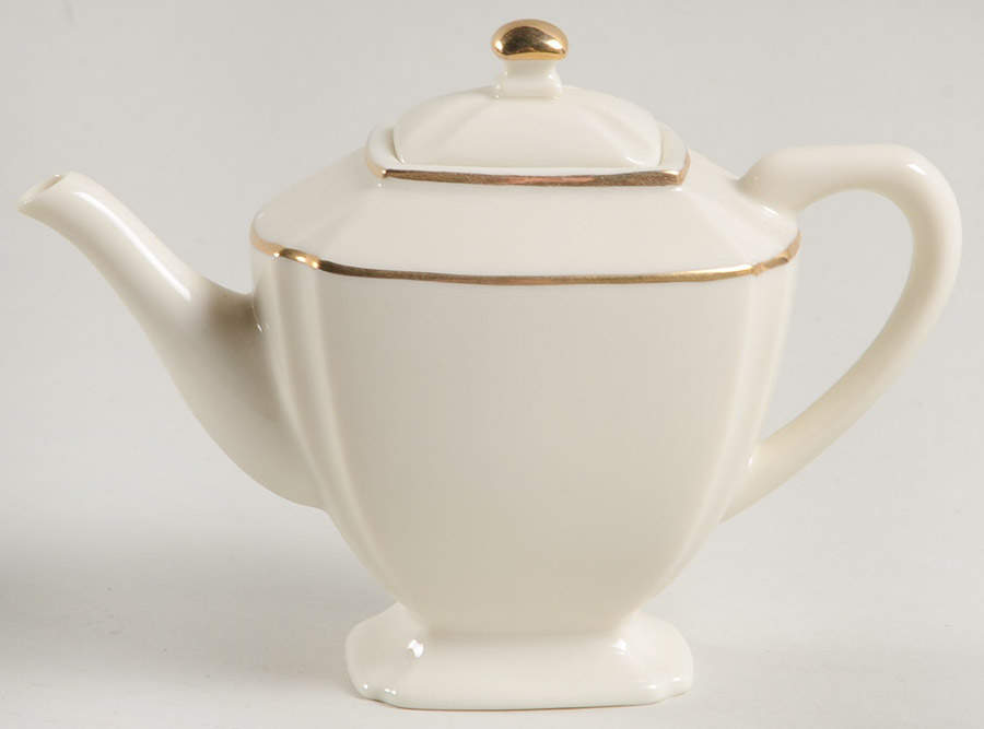 Vintage Miniature Teapot Collection Scalloped Gold Trim Tepot - No Box by Lenox-1