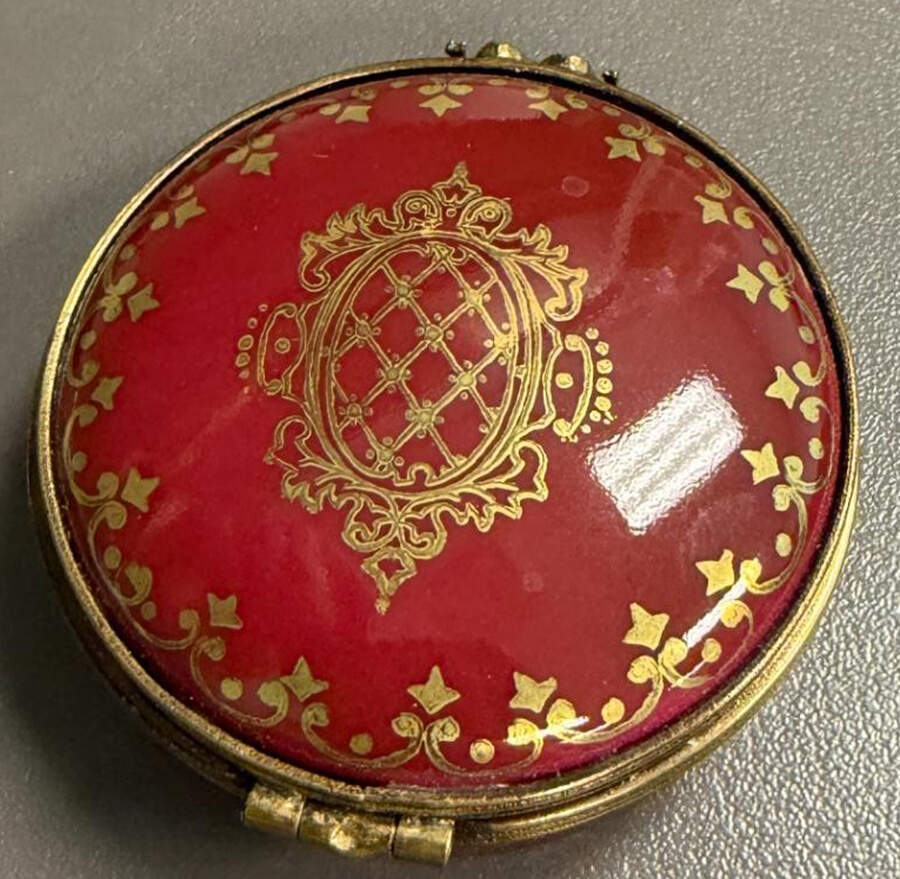 Limoges Boxes Red & Gold Round Box - No Box by Limoges Castel-1