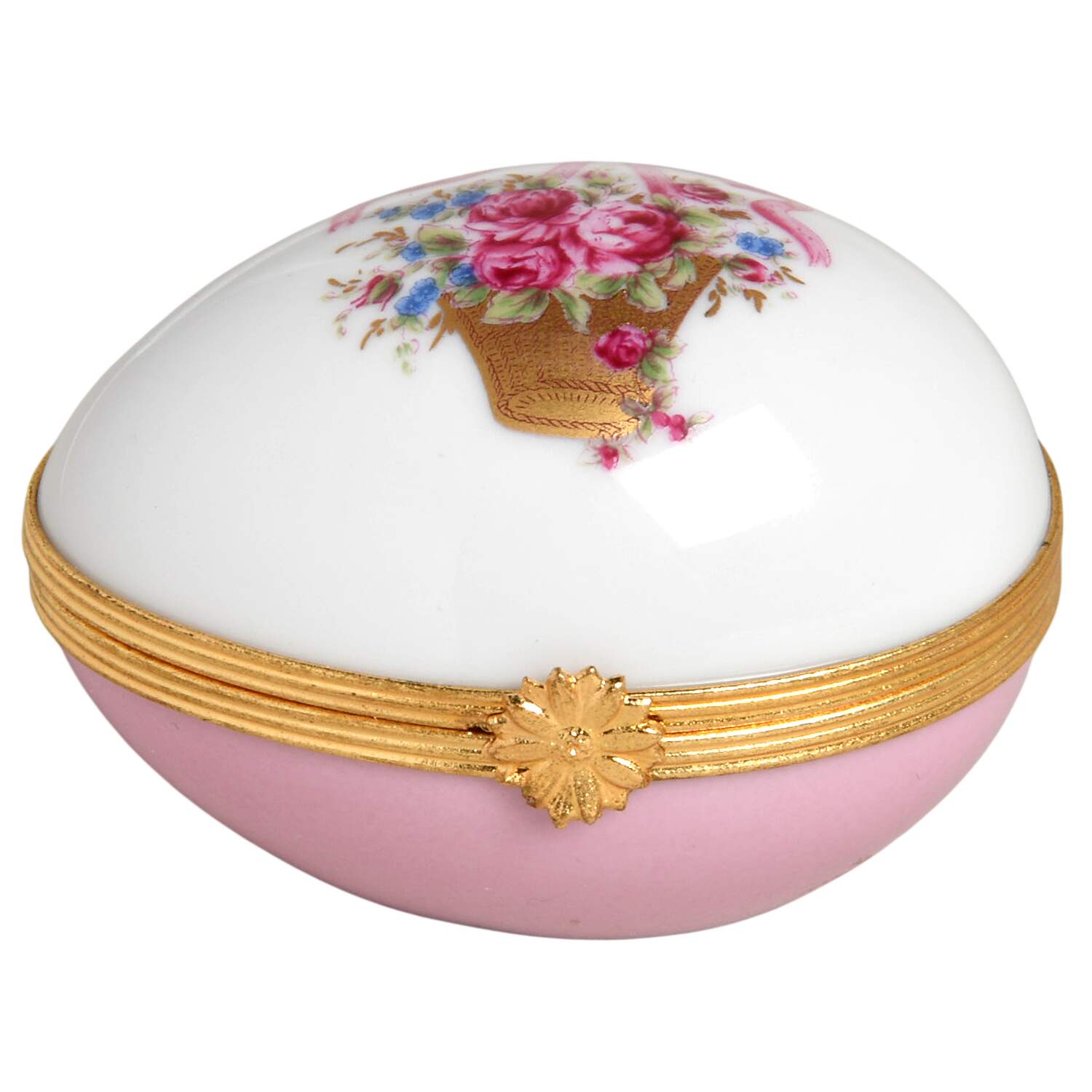 Limoges Boxes Egg-Rose Basket - No Box by Limoges Castel-1
