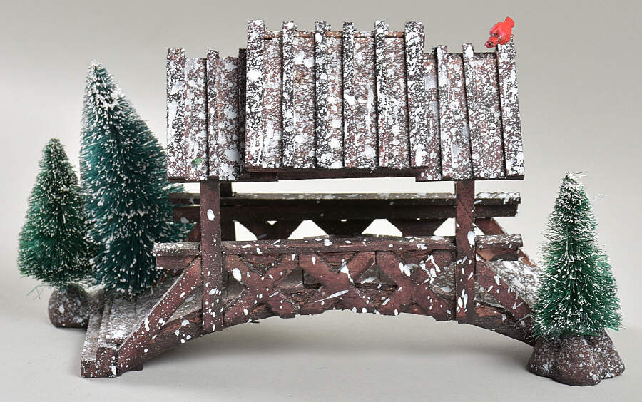 Lemax Village General Accessories Wooden Bridge With Trees - No Box by Lemax-1