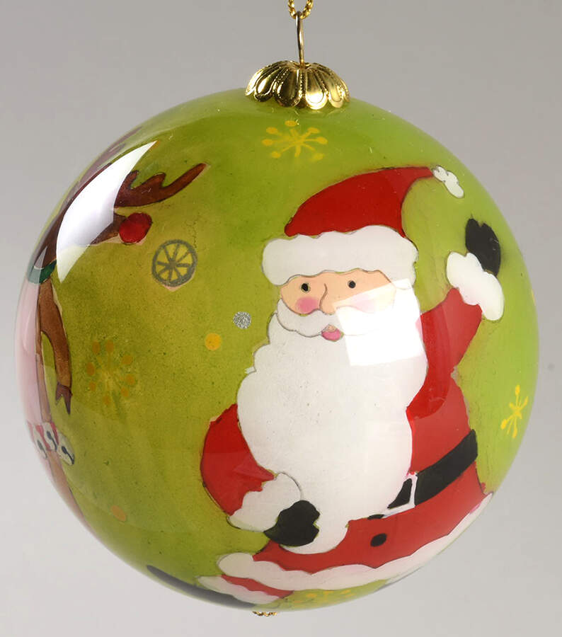 Pier 1 Exclusive Ornaments Santa And Reindeer 2007 - Boxed by Li Bien-1