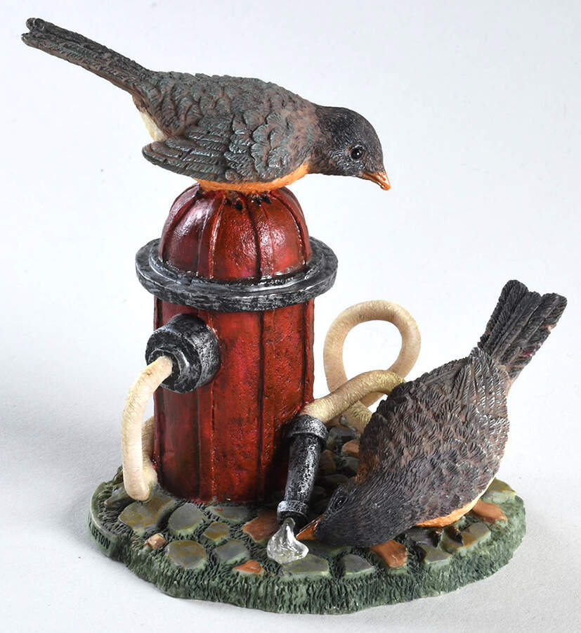 Aviary Collection Robins And Fire Hydrant - Boxed by Lefton-1