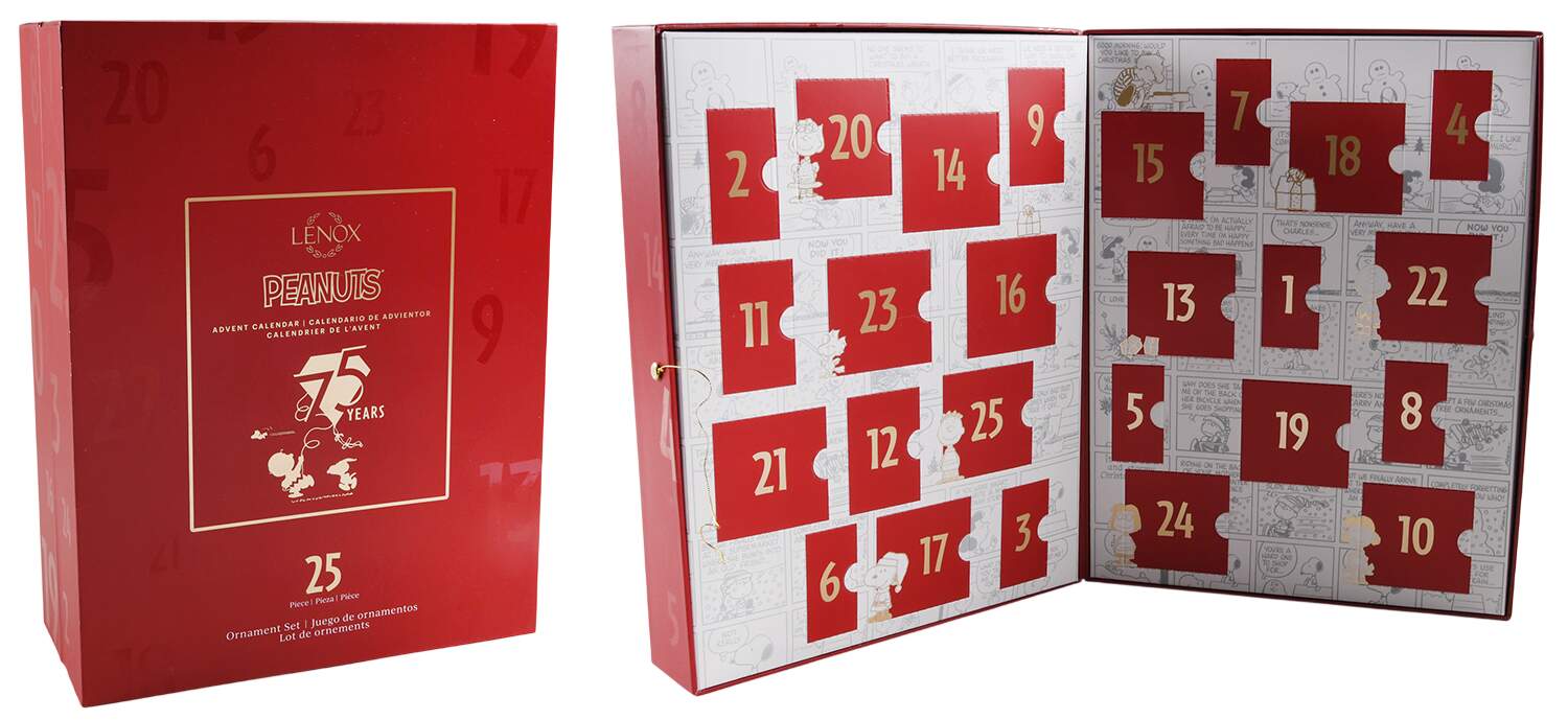 Snoopy Christmas Advent Calendar Advent Set With 25 Ornaments - With Box by Lenox-1