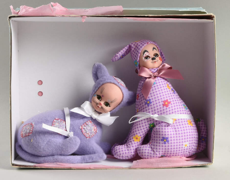 Literature & Classics-Doll Gingham Dog And Calico Cat Set - Boxed by Madame Alexander-1