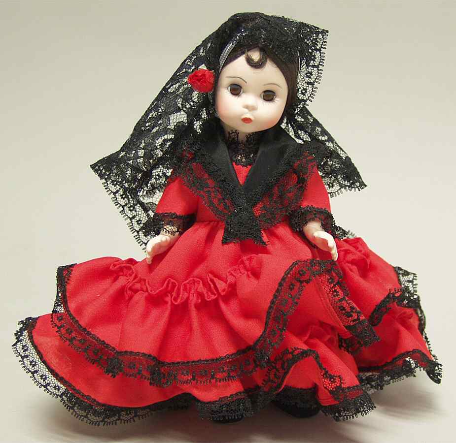International-8" Doll Spanish Girl - Two-Tiered Gown - Boxed by Madame Alexander-1