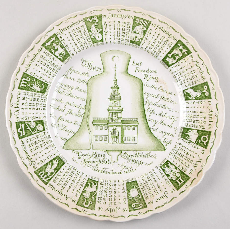 God Bless Our House Calender Plate 1966-Green - No Box by Alfred Meakin-1