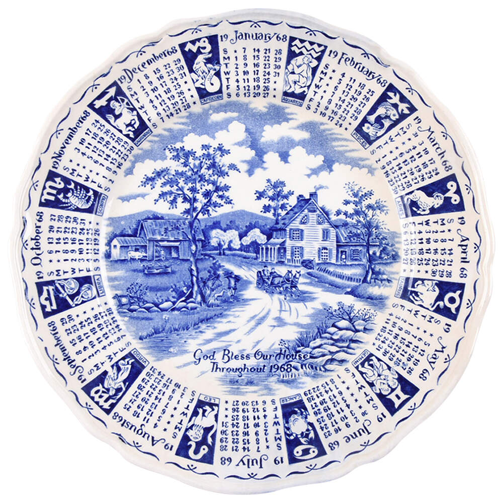 God Bless Our House Calender Plate 1968-Blue - No Box by Alfred Meakin-1