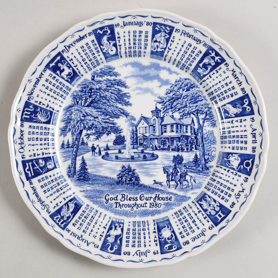 God Bless Our House Calender Plate 1980-Blue - No Box by Alfred Meakin-1