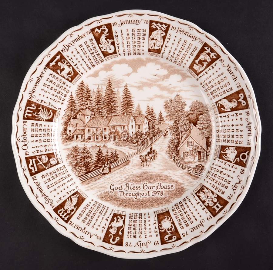 God Bless Our House Calender Plate 1978-Brown - No Box by Alfred Meakin-1