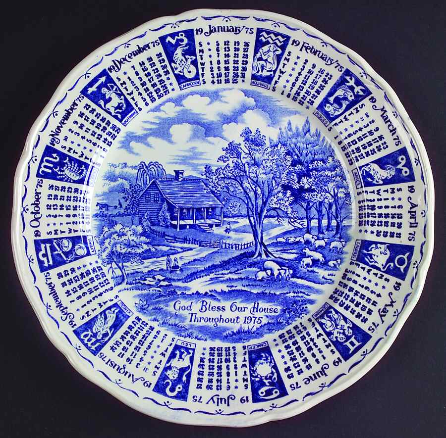 God Bless Our House Calender Plate 1975-Blue - No Box by Alfred Meakin-1