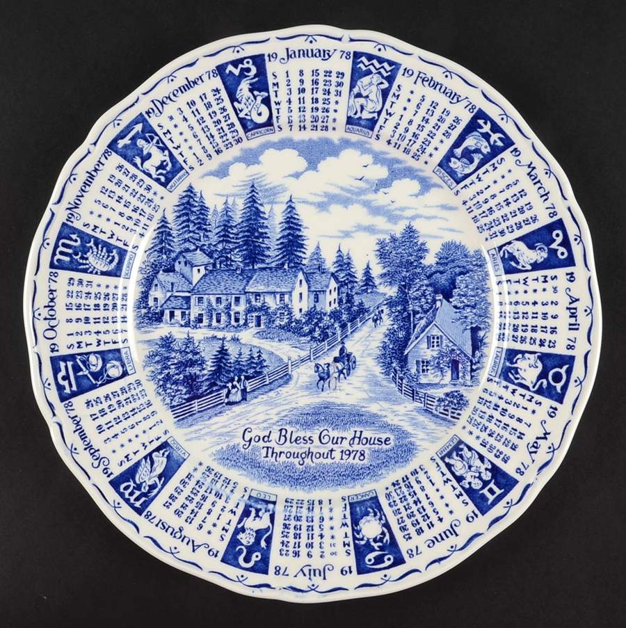 God Bless Our House Calender Plate 1978-Blue - No Box by Alfred Meakin-1