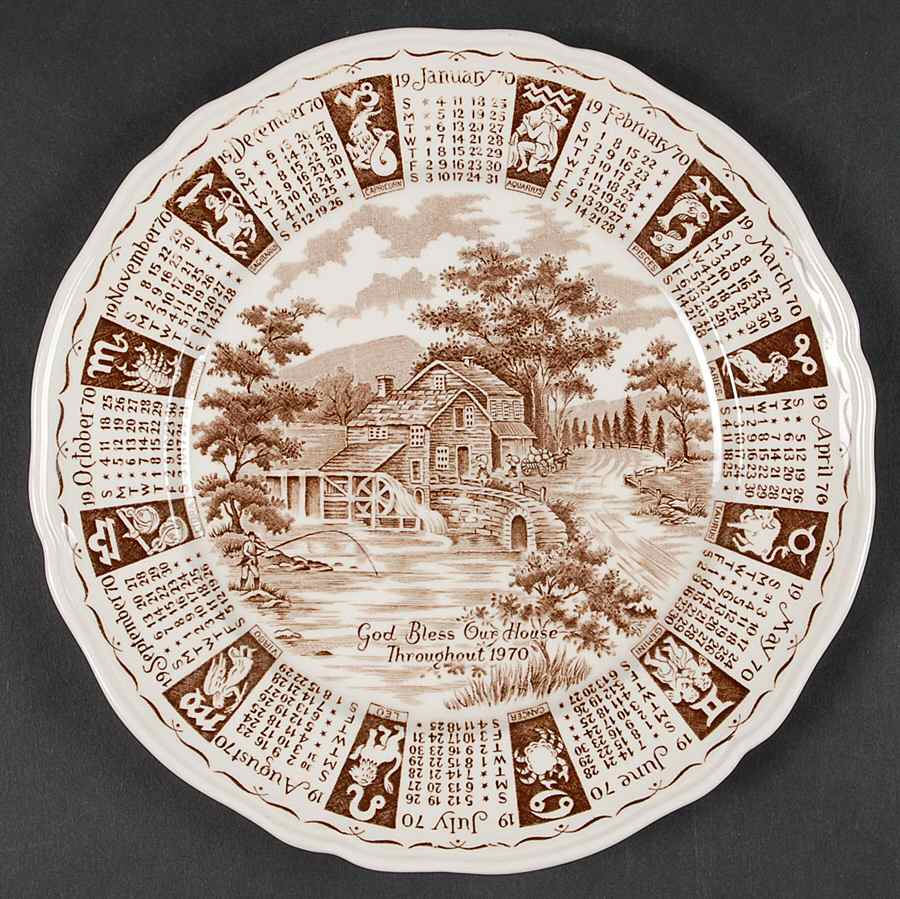God Bless Our House Calender Plate 1970-Brown - No Box by Alfred Meakin-1