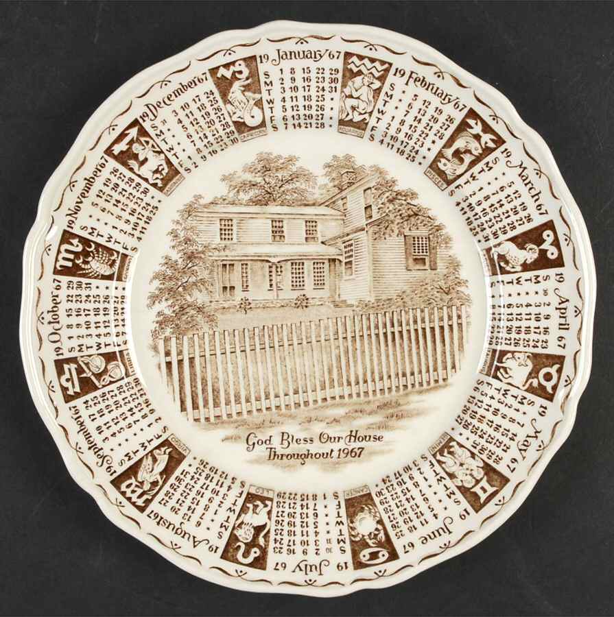 God Bless Our House Calender Plate 1967-Brown - No Box by Alfred Meakin-1