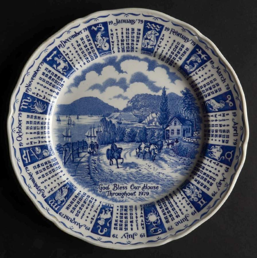 God Bless Our House Calender Plate 1979-Blue - No Box by Alfred Meakin-1